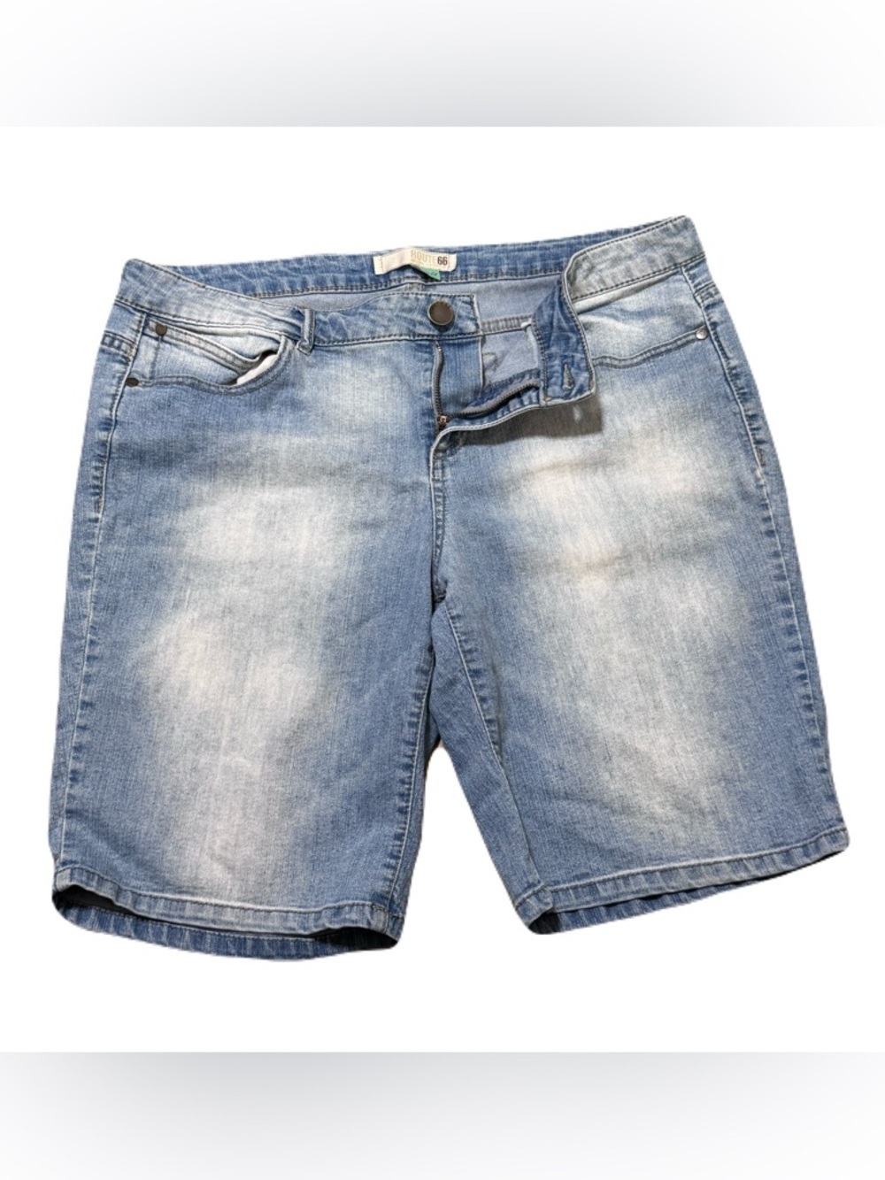 Route 66 Classic Fit Light Wash Denim Blue Jean Shorts Cotton Polyester Women 14 - Picture 3 of 17